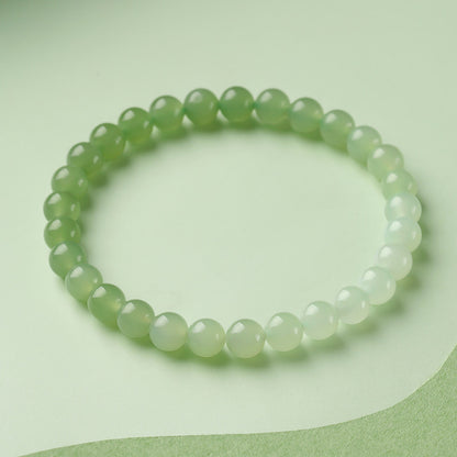 New Chinese Style Gradient Clear Water Hetian Jade Single Loop Bracelet, Holiday Gift for Elders