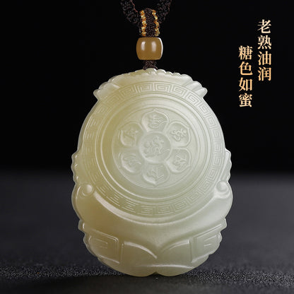 Russian Sugar Material Hetian Jade Guanyin Pendant, Exquisite Jade Charm for Men, Auspicious Religious Ornament, With Certificate & Collectible Value