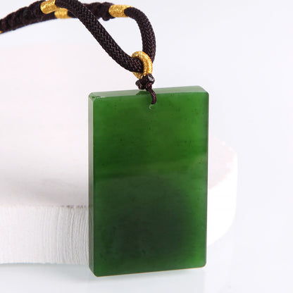 Natural Hetian Jasper Buddha Pendant, Vivid Green Jade Pendant & Round Buckle, Unisex Jade Jewelry