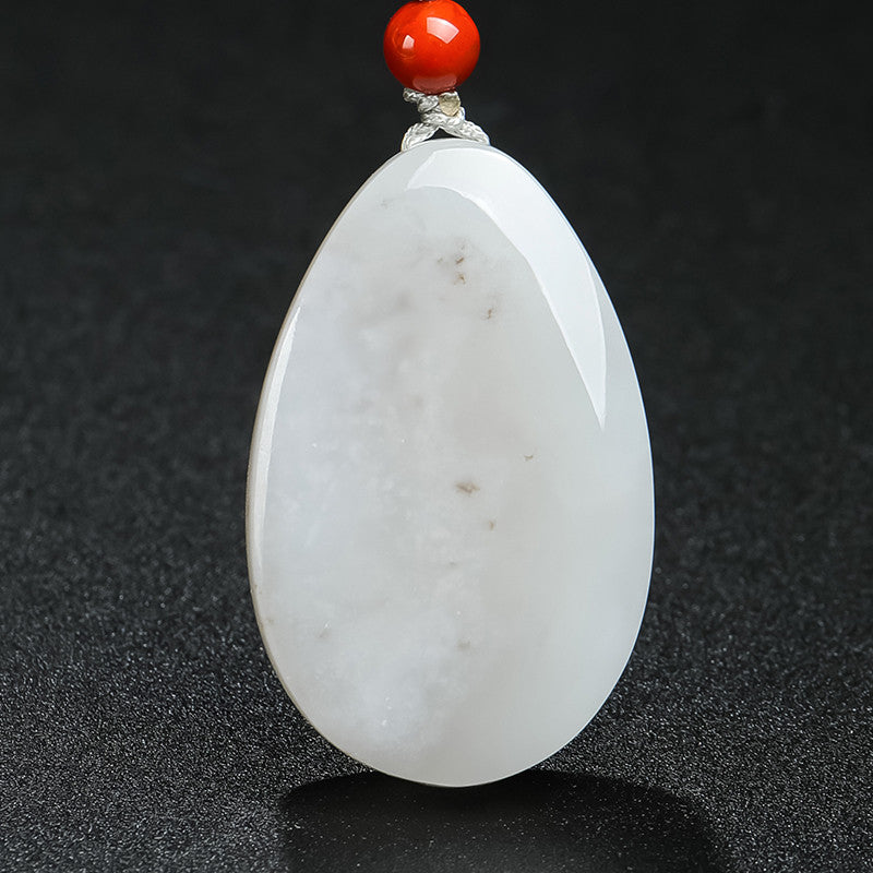 [Unique Item] Hetian Jade Pendant with Artistic Line-Carved Lotus, Unisex Jade Charm, Holiday Gift With Certificate