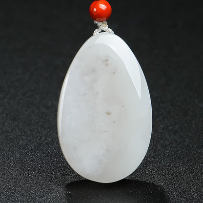 [Unique Item] Hetian Jade Pendant with Artistic Line-Carved Lotus, Unisex Jade Charm, Holiday Gift With Certificate