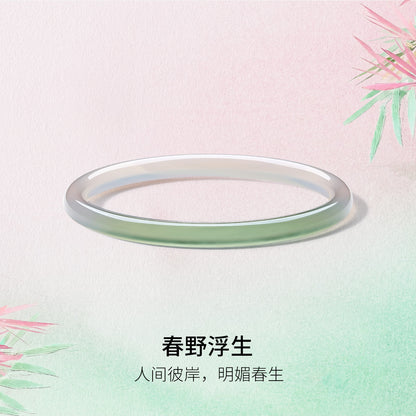Chalcedony Bangle, Brightening & Moist Fine Jade Bangle, Slim Band Elegant Bracelet for Women