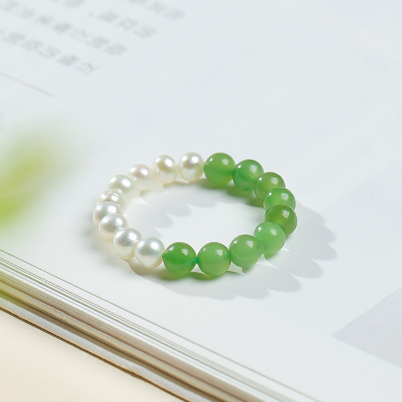 DIY Multi-gem Ring, Small Seed Beads with Jasper, White Jade, Jadeite, Turquoise, Agate, Cinnabar Fashion Adjustable Ring Jewelry
