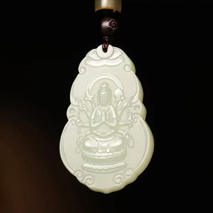 Warm Clear Water Hetian Jade 12 Zodiac Pendant, 8 Guardian Buddha Jade Charm, Premium Gift Choice with Certificate