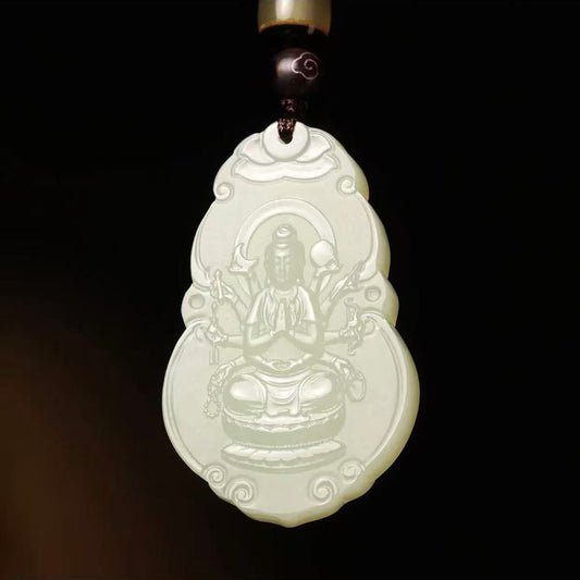 Warm Clear Water Hetian Jade 12 Zodiac Pendant, 8 Guardian Buddha Jade Charm, Premium Gift Choice with Certificate