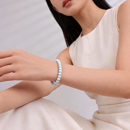 Unisex Turquoise Bracelet, Natural Raw Ore Non-Optimized High Porcelain Beads, Single-Circle Wenwan Bangle, Festival Gift