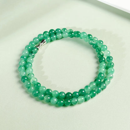 African Green Jadeite Necklace, Floating Flower Clavicle Chain, Elegant Ladies Jewelry, Gift for Mom & Elders