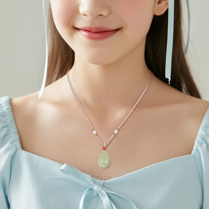 Plump Cute Rabbit Hetian Jade Pendant, Light Green Jade Chinese Zodiac Pendant, Unisex
