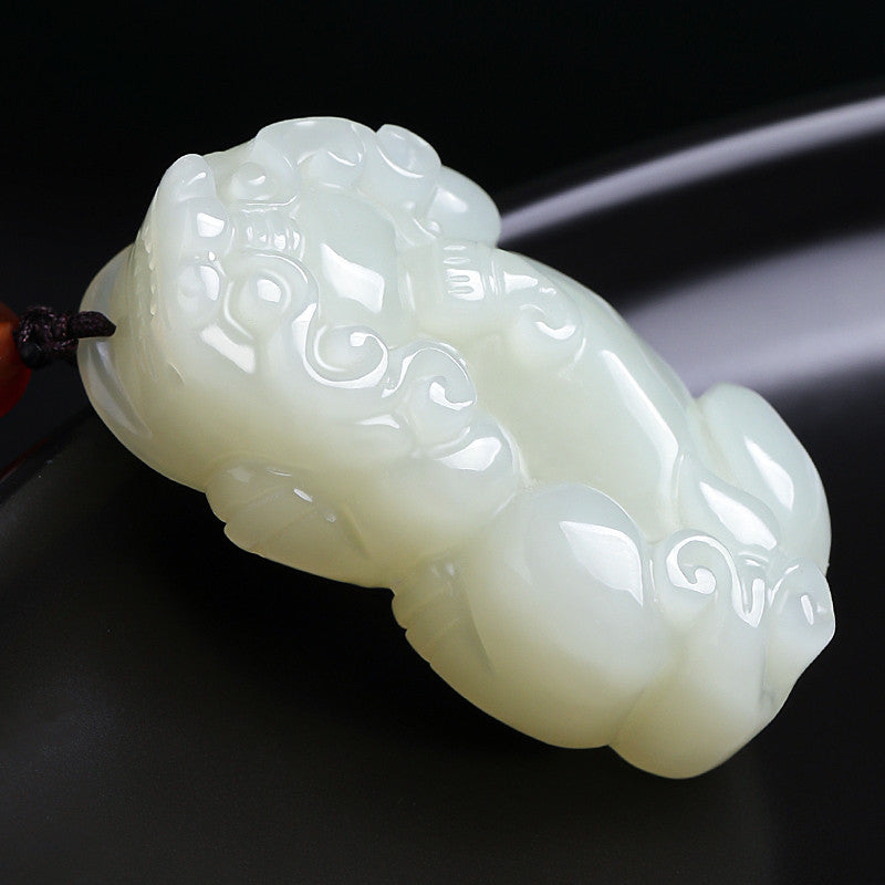 Couple Style Hetian Jade Pixiu Pendant, Auspicious Mythical Beast Charm