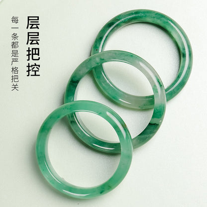 Women's African Jade Peace Bangle with Floating Patterns, Gift for Mom & Girlfriend