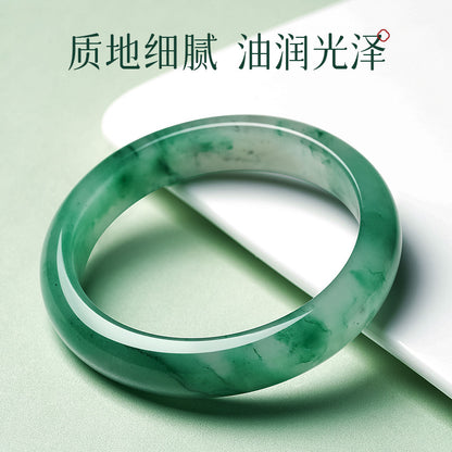 Floating Pattern African Green Jade Bangle, Multi-size Women Safety Bracelet, Gift for Mom & Elders
