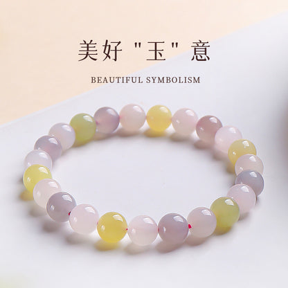 Colorful Mixed Hetian Jade Bracelet, Honey Bean Multi-gem Single Loop Bangle, Fashion Women Jade Jewelry