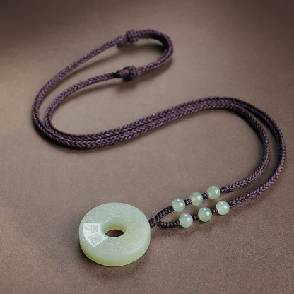 Hammer Grain Hetian Jade Safety Buckle Pendant, Unisex Jade Charm With Certificate