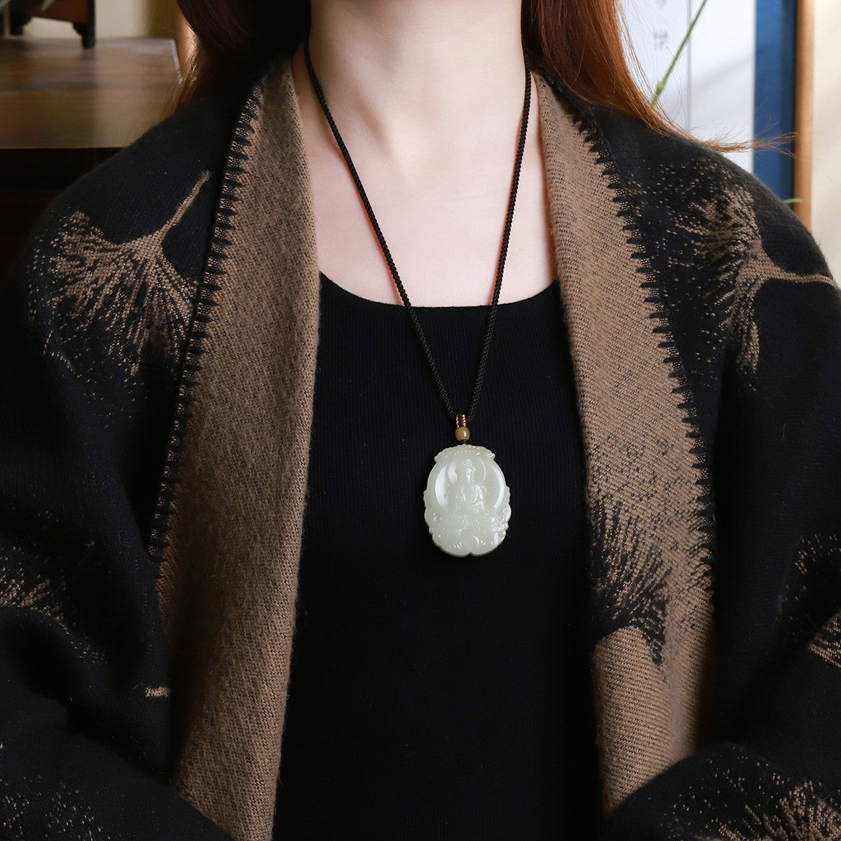 Russian Sugar Material Hetian Jade Guanyin Pendant, Exquisite Jade Charm for Men, Auspicious Religious Ornament, With Certificate & Collectible Value