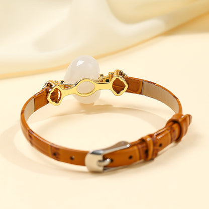 Rotatable Barrel Bead Jade Bracelet, Hetian Jade & Jadeite Wristband with Pixiu, Gift