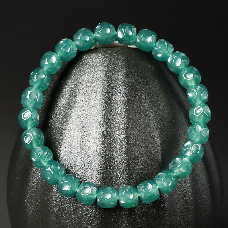 Translucent Blue Water Jadeite Plain Bead Bracelet, Unisex Single-loop Jade Bangle