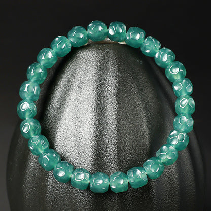 Translucent Blue Water Jadeite Plain Bead Bracelet, Unisex Single-loop Jade Bangle