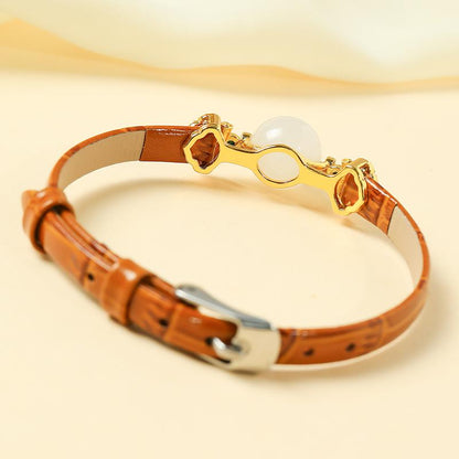 Rotatable Barrel Bead Jade Bracelet, Hetian Jade & Jadeite Wristband with Pixiu, Gift