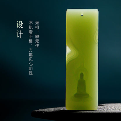 [Zen Series - Transcend Vanity] Hetian Jade Pendant, Unisex Green & Pink Cyan Enlightenment Jade Charm