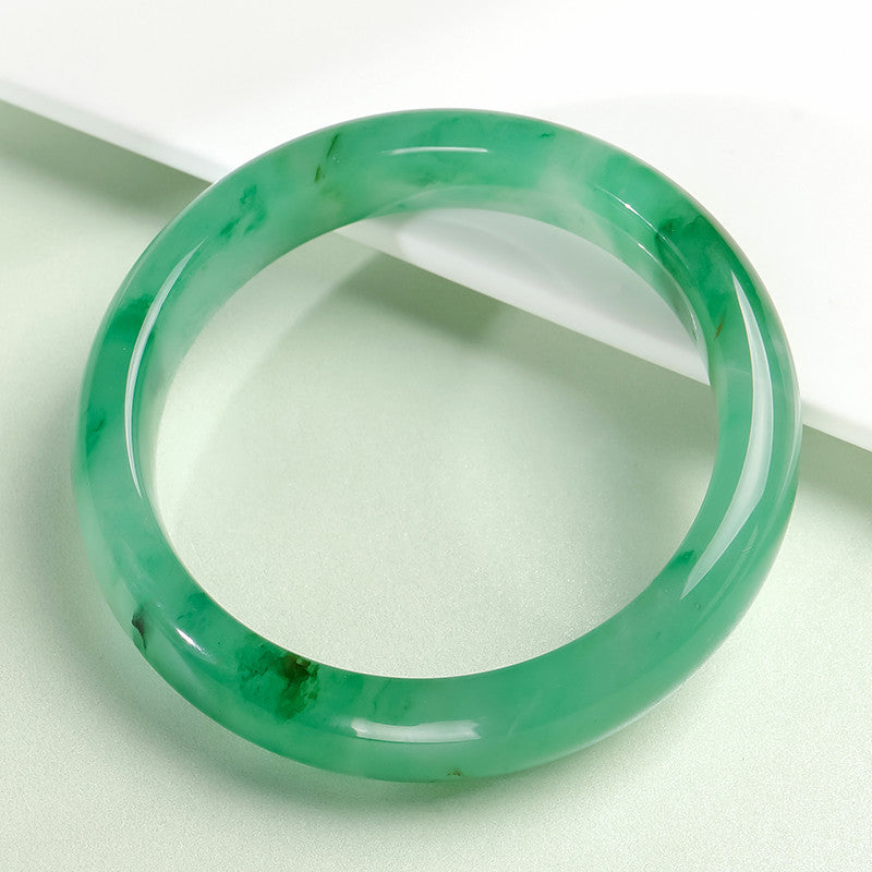 Women's African Jade Peace Bangle with Floating Patterns, Gift for Mom & Girlfriend