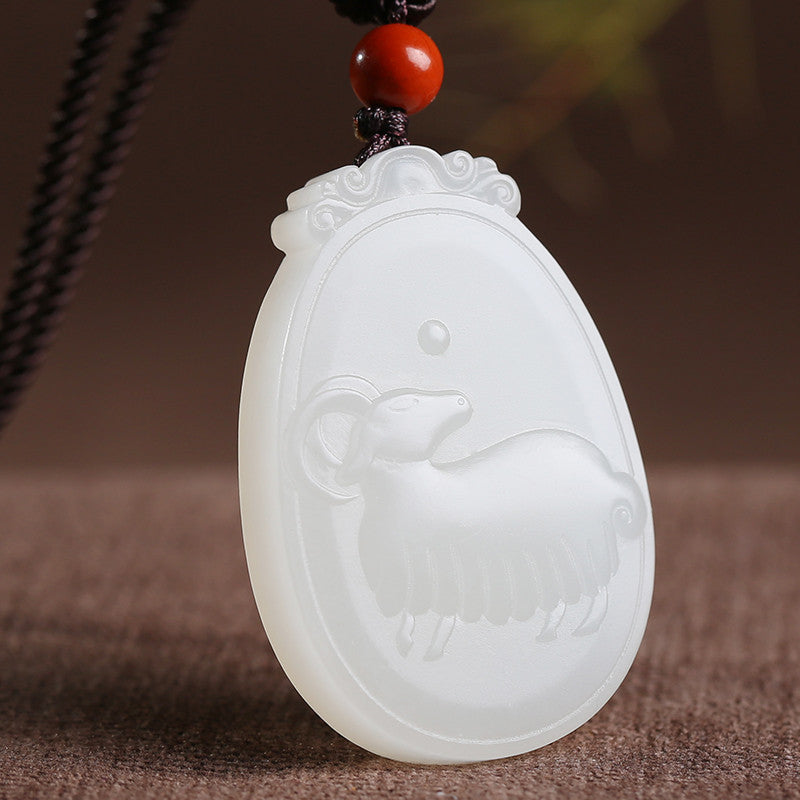 White Hetian Jade Pendant, Exquisitely Carved Twelve Chinese Zodiac, Unisex Jade Pendant