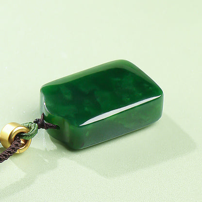 Plump Spinach Green Hetian Jasper Plain Pendant, Festival Gift