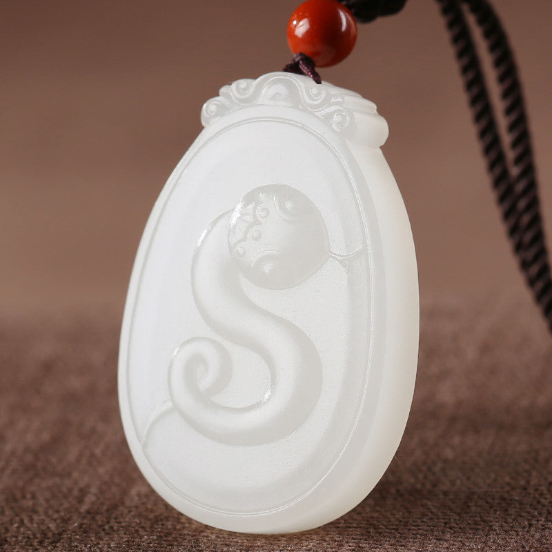White Hetian Jade Pendant, Exquisitely Carved Twelve Chinese Zodiac, Unisex Jade Pendant