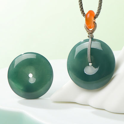 Women's Blue Water Jadeite Peace Buckle Pendant