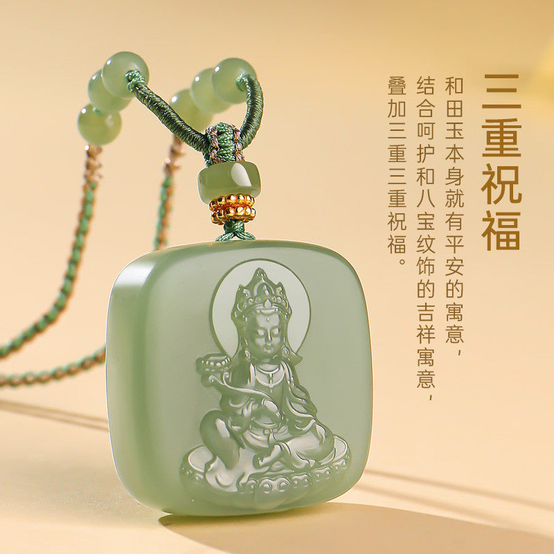 Hetian Jade Patron Buddha Pendant for Men & Women, Zodiac Guardian Buddha of Twelve Chinese Zodiac Signs