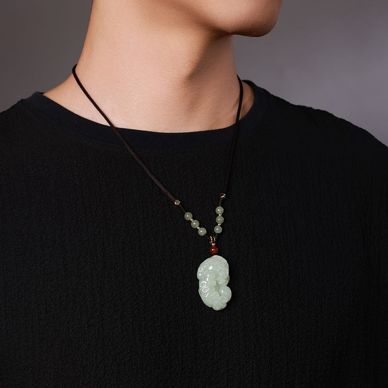 Hetian Jade Auspicious Pixiu Pendant, Unisex Mythical Beast Jade Charm, With Certificate & Collectible Value
