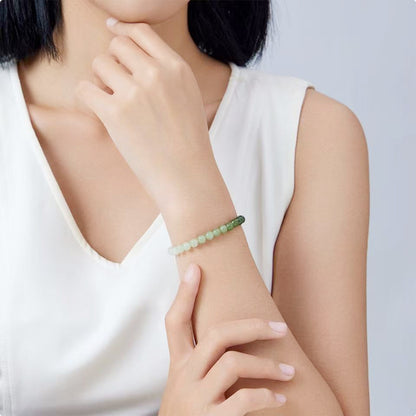 Minimalist Versatile Hetian Jade Bracelet, Gradient Clear Green Beaded Bangle, Elegant Plain Design