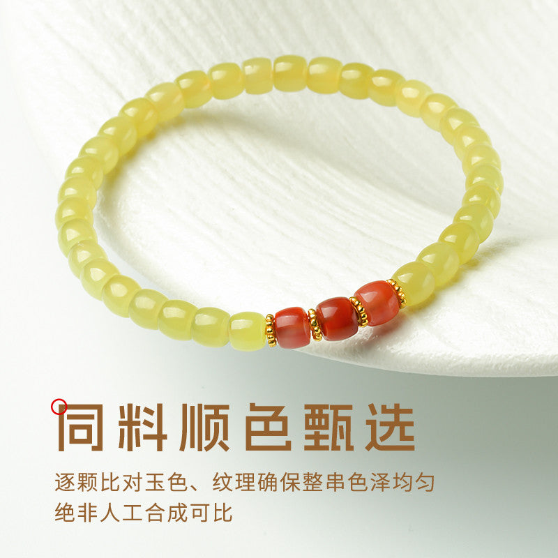 Collection Grade High-oil Yellow Tone Hetian Jade Bracelet, Exquisitely Polished Straight-cut Single-loop Bangle