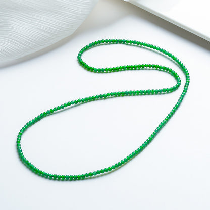 Women's Emerald Multi-Layer Bracelet, Plain Vivid Green 3mm Millet Beads, Dual-use as Bracelet & Necklace