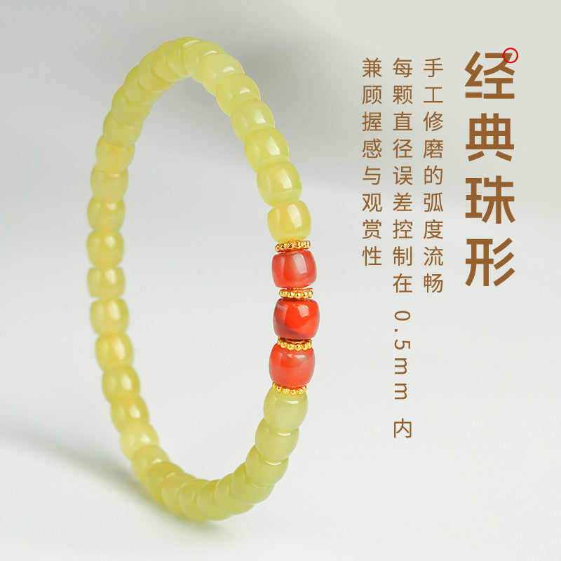 Collection Grade High-oil Yellow Tone Hetian Jade Bracelet, Exquisitely Polished Straight-cut Single-loop Bangle