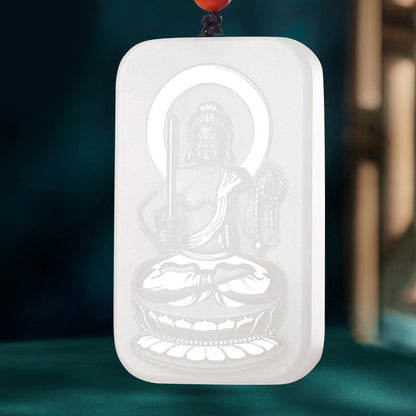 White Hetian Jade Patron Buddha Pendant, Eight Guardian Buddhas for Chinese Zodiac, Jade Plaque Ornament