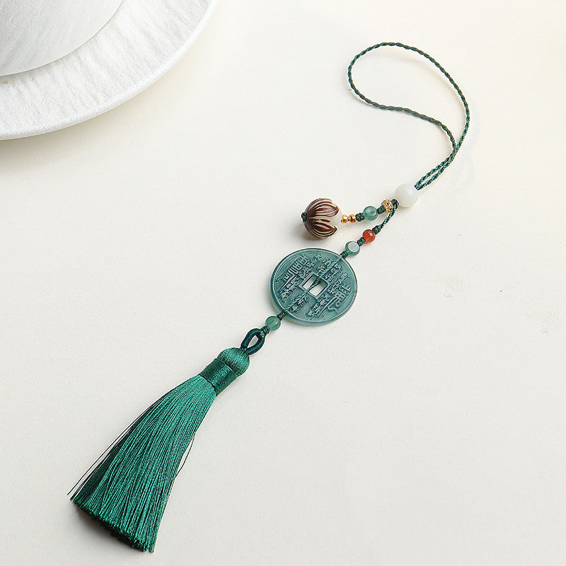 Blue Water Jadeite Mountain Ghost Coin Pendant, Multi-style for Phone/Bag/Car Hanging