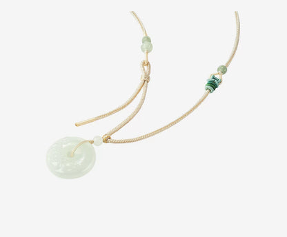 Round Green White Jade Safety Buckle Pendant, Traditional Chinese Style Unisex Jade Charm, Certified Authentic Collectible Ornament for Holiday & Anniversary