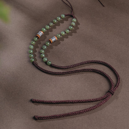 Handmade DIY Hetian Jade Necklace with Braided Cords, Multiple Styles Available, With Certificate