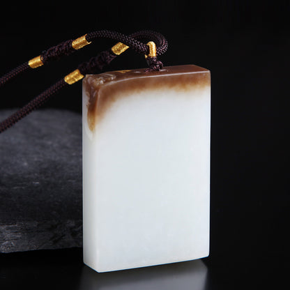 White Hetian Jade Pendant, Fine Carved Pixiu & Guanyin Pendant, Greasy Glossy High White Jade
