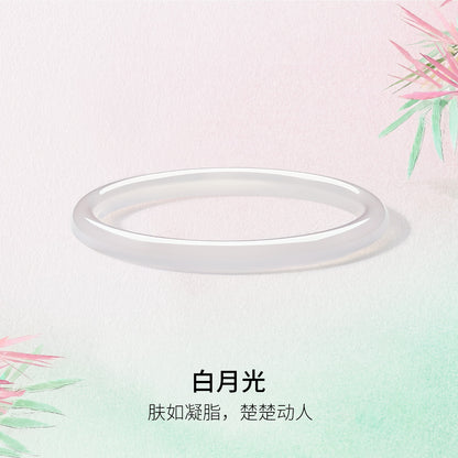 Chalcedony Bangle, Brightening & Moist Fine Jade Bangle, Slim Band Elegant Bracelet for Women