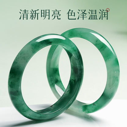 Floating Pattern African Green Jade Bangle, Multi-size Women Safety Bracelet, Gift for Mom & Elders