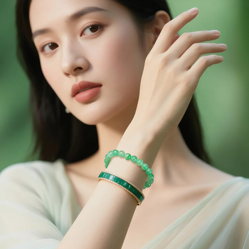 High-quality African Jade Bracelet, Floating Pattern Lucky Loop, Simple Jade Bangle, Festival Gift