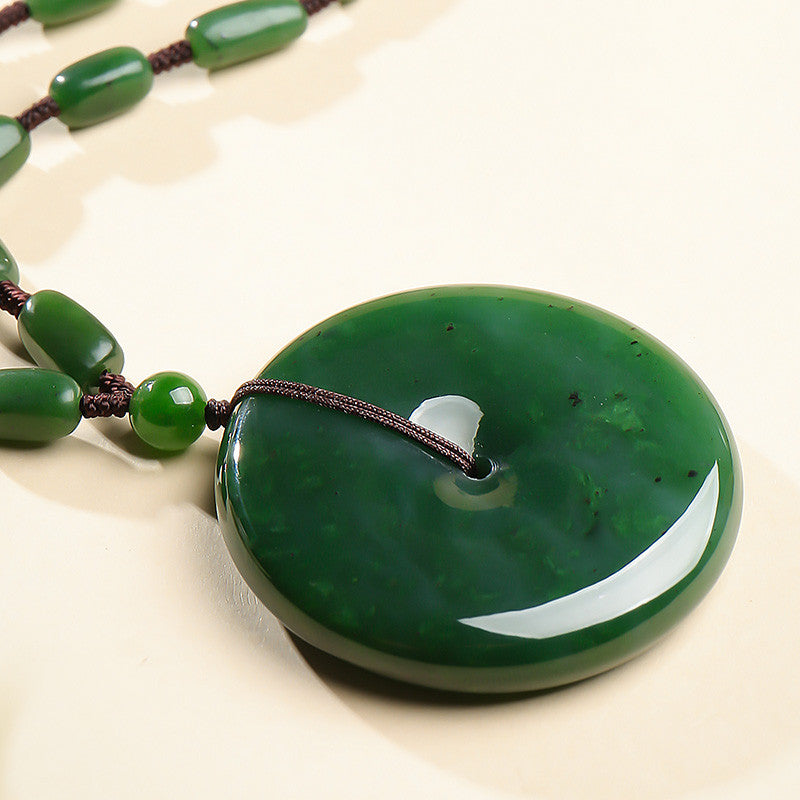 Peace & Smooth｜Spinach Green Hetian Jasper Safety Buckle Pendant Unisex Jade Charm