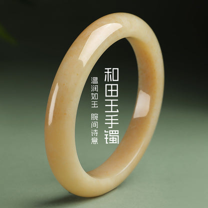 Hetian Jade Bangle, Osmanthus Sugar Material Standard Peace Bangle, Multiple Sizes, Gift for Girlfriend & Mother