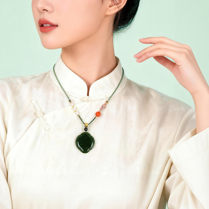 New Chinese Style Hetian Jasper Plain Peace Pendant, Festival Gift