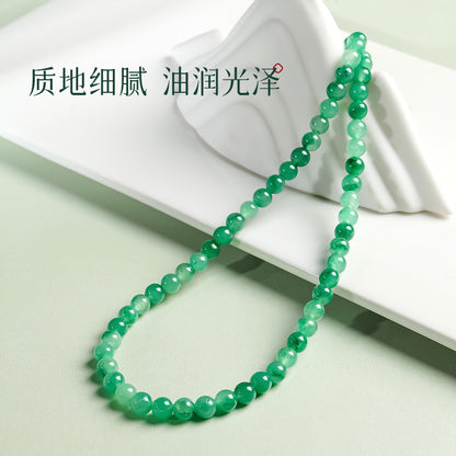 African Green Jadeite Necklace, Floating Flower Clavicle Chain, Elegant Ladies Jewelry, Gift for Mom & Elders