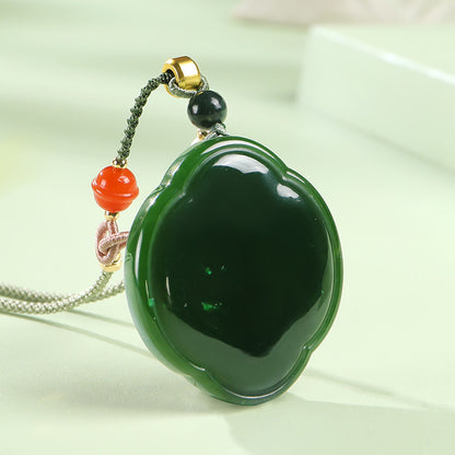 New Chinese Style Hetian Jasper Plain Peace Pendant, Festival Gift