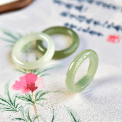 Plain Band Hetian Jade Ring, Smooth Moist High Quality Jade Ring, Daily Wear Elegant Finger Jewelry