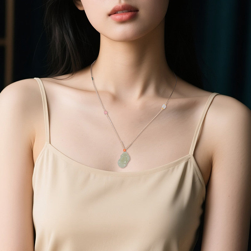 Light Green Hetian Jade Pixiu Pendant, Unisex Mythical Beast Jade Pendant for Men & Women