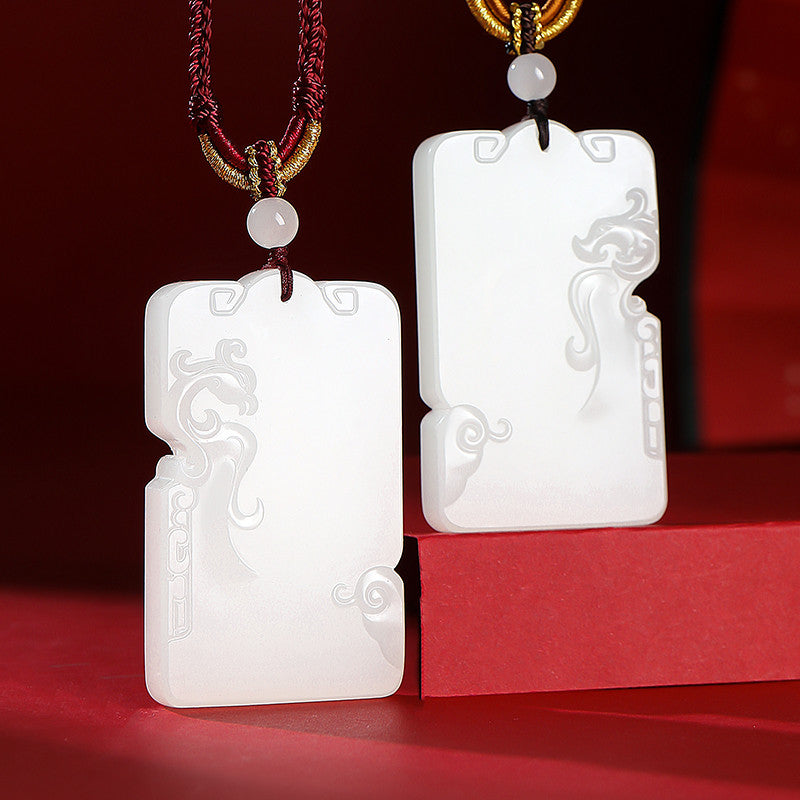 Harmony of Lute & Zither | Hetian Jade Dragon & Phoenix Couple Pendants, Valentine's Day Gift